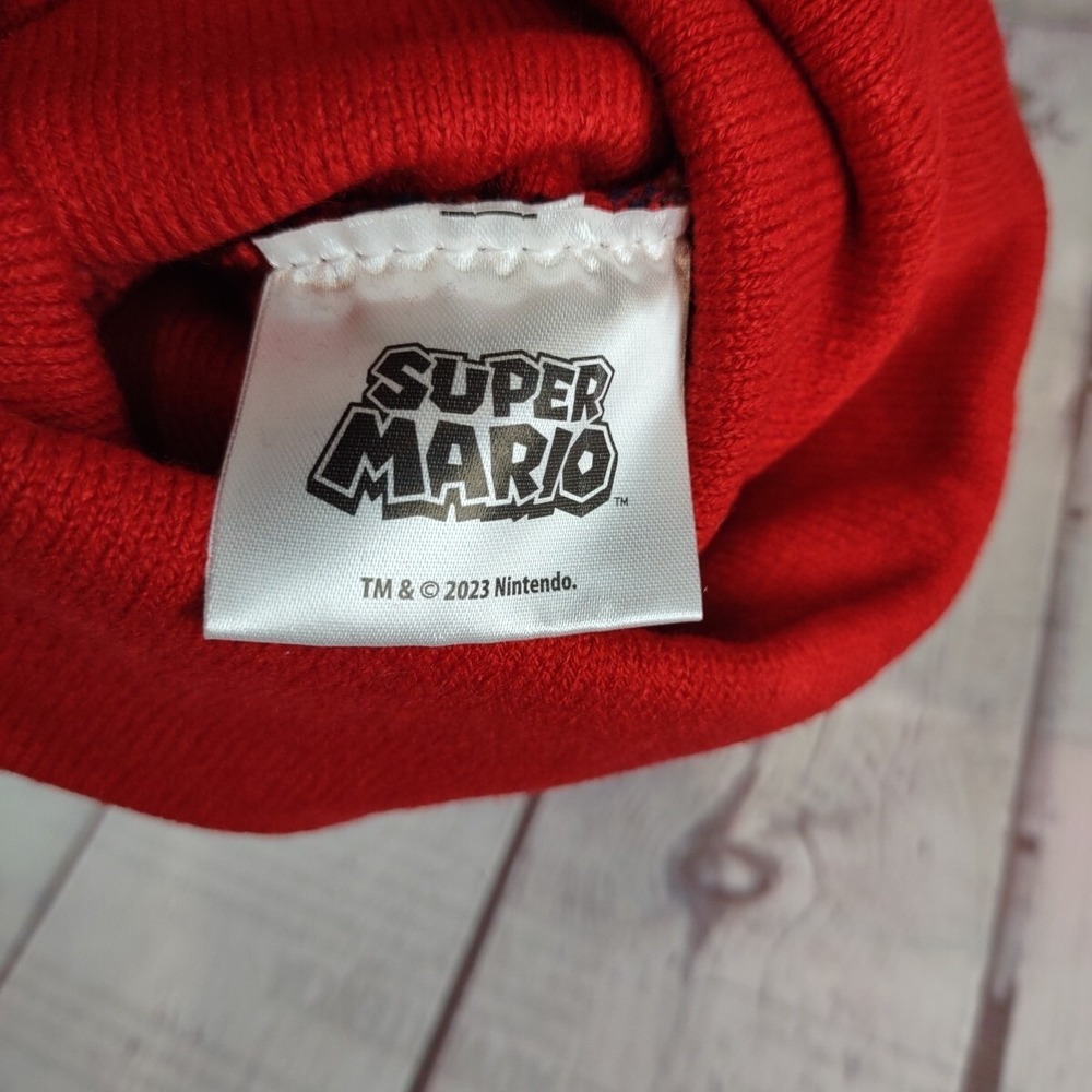 Super Mario Unisex Kids Beanie Hat Toboggan One Size Red White Blue Ninetendo - Picture 8 of 8